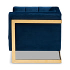 Baxton Studio Ambra Glam and Luxe Royal Blue Velvet Fabric Upholstered and Button Tufted Armchair with Gold-Tone Frame
