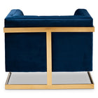 Baxton Studio Ambra Glam and Luxe Royal Blue Velvet Fabric Upholstered and Button Tufted Armchair with Gold-Tone Frame