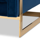 Baxton Studio Ambra Glam and Luxe Royal Blue Velvet Fabric Upholstered and Button Tufted Armchair with Gold-Tone Frame