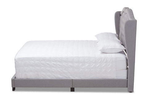 Baxton Studio Aden Modern and Contemporary Grey Fabric Upholstered King Size Bed