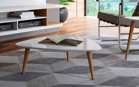 Manhattan Comfort Utopia Contemporary Modern 34" Triangle Coffee Table in White