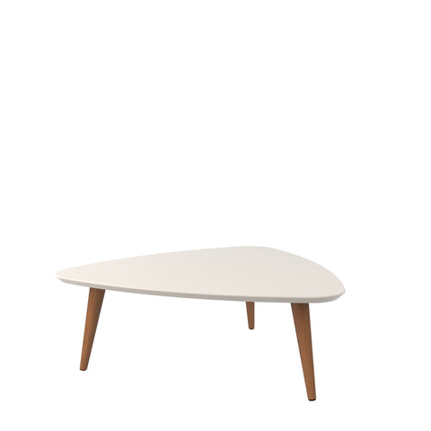 Manhattan Comfort Utopia Contemporary Modern 34" Triangle Coffee Table in Off White