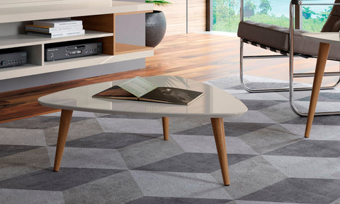 Manhattan Comfort Utopia Contemporary Modern 34" Triangle Coffee Table in Off White