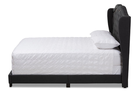 Baxton Studio Aden Modern and Contemporary Charcoal Grey Fabric Upholstered Queen Size Bed