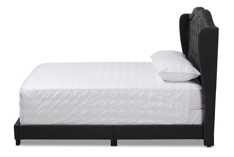 Baxton Studio Aden Modern and Contemporary Charcoal Grey Fabric Upholstered King Size Bed