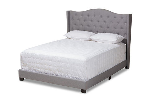 Baxton Studio Alesha Modern and Contemporary Grey Fabric Upholstered King Size Bed