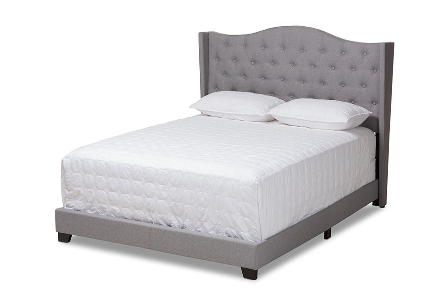 Baxton Studio Alesha Modern and Contemporary Grey Fabric Upholstered Queen Size Bed