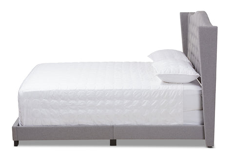 Baxton Studio Alesha Modern and Contemporary Grey Fabric Upholstered Queen Size Bed