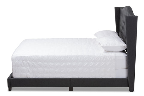 Baxton Studio Alesha Modern and Contemporary Charcoal Grey Fabric Upholstered King Size Bed