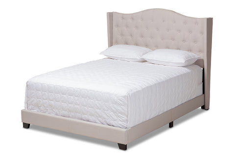 Baxton Studio Alesha Modern and Contemporary Beige Fabric Upholstered Queen Size Bed