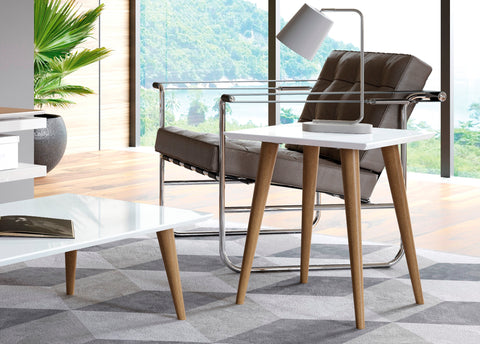 Manhattan Comfort Utopia Contemporary Modern 17" Square End Table in White