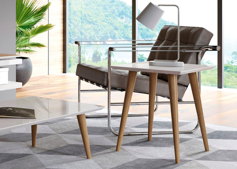 Manhattan Comfort Utopia Contemporary Modern 17" Square End Table in Off White