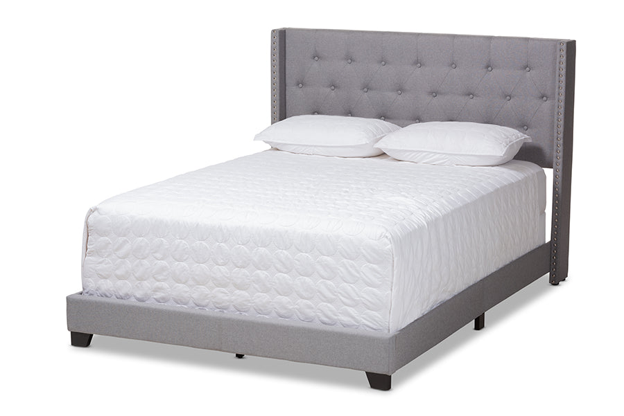 Baxton Studio Brady Modern and Contemporary Light Grey Fabric Upholstered Queen Size Bed