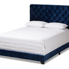 Baxton Studio Candace Luxe and Glamour Navy Velvet Upholstered Queen Size Bed