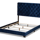 Baxton Studio Candace Luxe and Glamour Navy Velvet Upholstered Queen Size Bed