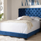 Baxton Studio Candace Luxe and Glamour Navy Velvet Upholstered Queen Size Bed