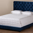 Baxton Studio Candace Luxe and Glamour Navy Velvet Upholstered Queen Size Bed
