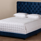 Baxton Studio Candace Luxe and Glamour Navy Velvet Upholstered King Size Bed