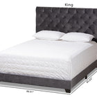 Baxton Studio Candace Luxe and Glamour Dark Grey Velvet Upholstered King Size Bed