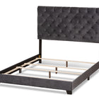 Baxton Studio Candace Luxe and Glamour Dark Grey Velvet Upholstered Queen Size Bed