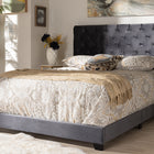 Baxton Studio Candace Luxe and Glamour Dark Grey Velvet Upholstered Queen Size Bed