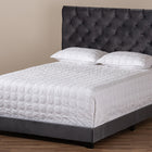 Baxton Studio Candace Luxe and Glamour Dark Grey Velvet Upholstered Queen Size Bed