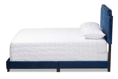 Baxton Studio Darcy Luxe and Glamour Navy Velvet Upholstered Queen Size Bed