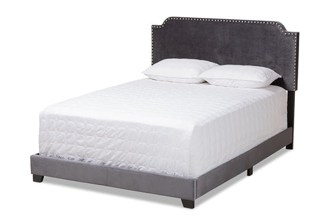 Baxton Studio Darcy Luxe and Glamour Dark Grey Velvet Upholstered Full Size Bed