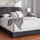 Baxton Studio Darcy Luxe and Glamour Dark Grey Velvet Upholstered Queen Size Bed
