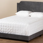 Baxton Studio Darcy Luxe and Glamour Dark Grey Velvet Upholstered King Size Bed