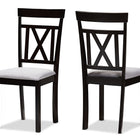 Baxton Studio Rosie Modern and Contemporary Grey Fabric Upholstered and Espresso Brown Finished Dining Chair Set of 2