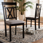 Baxton Studio Rosie Modern and Contemporary Grey Fabric Upholstered and Espresso Brown Finished Dining Chair Set of 2