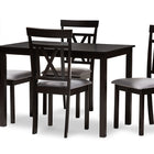 Baxton Studio Rosie Modern and Contemporary Espresso Brown Finished and Grey Fabric Upholstered 5-Piece Dining Set