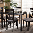 Baxton Studio Rosie Modern and Contemporary Espresso Brown Finished and Grey Fabric Upholstered 5-Piece Dining Set