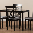 Baxton Studio Rosie Modern and Contemporary Espresso Brown Finished and Grey Fabric Upholstered 5-Piece Dining Set