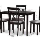 Baxton Studio Rosie Modern and Contemporary Espresso Brown Finished and Grey Fabric Upholstered 5-Piece Dining Set