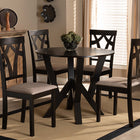 Baxton Studio Reagan Modern and Contemporary Sand Fabric Upholstered and Dark Brown Finished Wood 5-Piece Dining Set