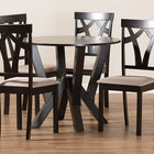 Baxton Studio Reagan Modern and Contemporary Sand Fabric Upholstered and Dark Brown Finished Wood 5-Piece Dining Set