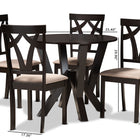 Baxton Studio Reagan Modern and Contemporary Sand Fabric Upholstered and Dark Brown Finished Wood 5-Piece Dining Set