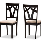 Baxton Studio Sylvia Modern and Contemporary Sand Fabric Upholstered and Espresso Brown Finished Dining Chair Set of 2