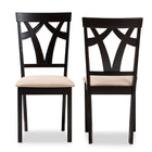 Baxton Studio Sylvia Modern and Contemporary Sand Fabric Upholstered and Espresso Brown Finished Dining Chair Set of 2