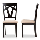 Baxton Studio Sylvia Modern and Contemporary Sand Fabric Upholstered and Espresso Brown Finished Dining Chair Set of 2
