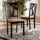 Baxton Studio Sylvia Modern and Contemporary Sand Fabric Upholstered and Espresso Brown Finished Dining Chair Set of 2