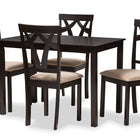 Baxton Studio Sylvia Modern and Contemporary Espresso Brown Finished and Sand Fabric Upholstered 5-Piece Dining Set