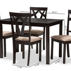 Baxton Studio Sylvia Modern and Contemporary Espresso Brown Finished and Sand Fabric Upholstered 5-Piece Dining Set