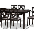 Baxton Studio Ruth Modern Transitional Grey Fabric Upholstered and Dark Brown Finished Wood 7-Piece Dining Set