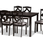 Baxton Studio Ruth Modern Transitional Grey Fabric Upholstered and Dark Brown Finished Wood 7-Piece Dining Set