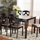 Baxton Studio Ruth Modern Transitional Grey Fabric Upholstered and Dark Brown Finished Wood 7-Piece Dining Set