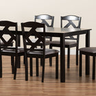 Baxton Studio Ruth Modern Transitional Grey Fabric Upholstered and Dark Brown Finished Wood 7-Piece Dining Set