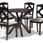 Baxton Studio Carlin Modern Transitional Grey Fabric Upholstered and Dark Brown Finished Wood 5-Piece Dining Set